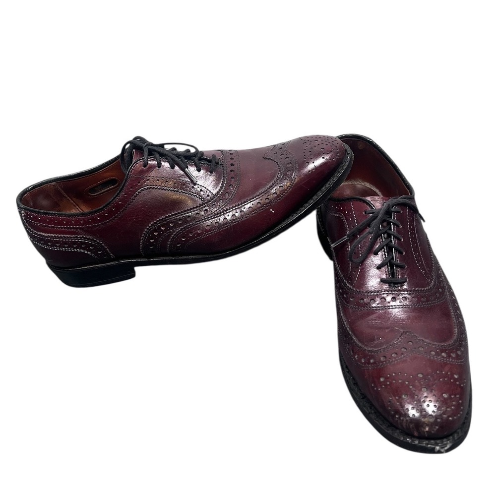 Allen Edmonds McAllister Mens 8 D Burgundy Leather Wingtip Oxford Shoes 6225